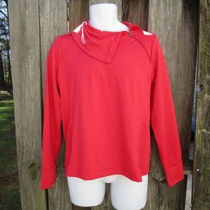 J JILL FIT Women's Coral ActiveWear Top Moto Zip Thumb holes SZ Medium Petite